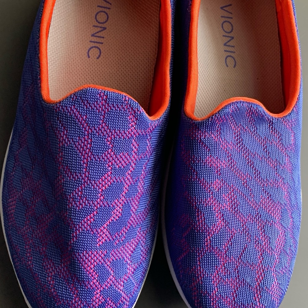 Vionic Vibrant Purple and Pink Slip-Ons